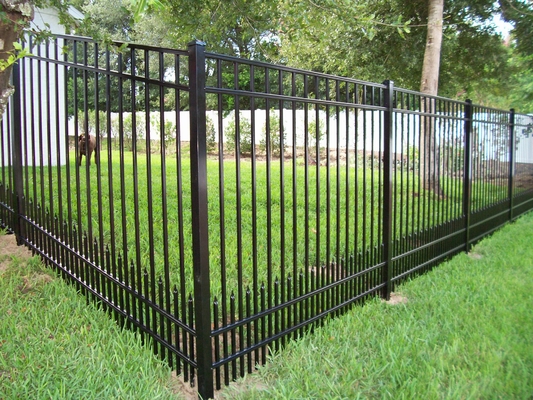 Warm te koop nieuw ontwerp zwart bekleed gegalvaniseerd stalen buisvormige 8 voet stalen hek voor de tuin