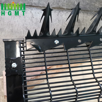 2.4M Zwarte poeder coating beveiliging perimeter 358 gevangenis hek paneel met Spike