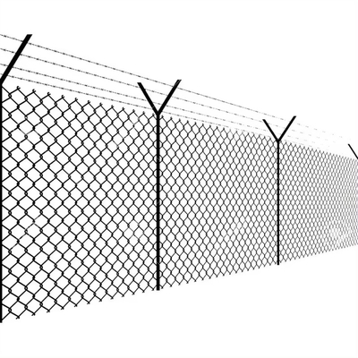 Buiten PVC Zwarte vinyl gecoate Cyclone Iron Wire Mesh Metalen hek 8 ft Chain Link hek