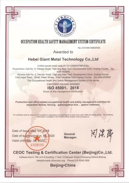 China Hebei Giant Metal Technology co.,ltd certificaten